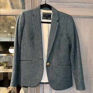 J. Crew Blue Houndstooth Wool Blazer